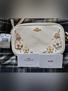 Coach White Floral Appliqué Crossbody Bag